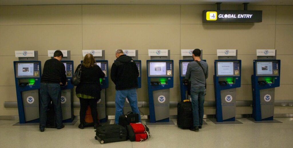 Traveler Using Global Entry Lane