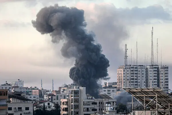 Smoke rising from the site of an Israeli bombing in Gaza City on Tuesday morning.