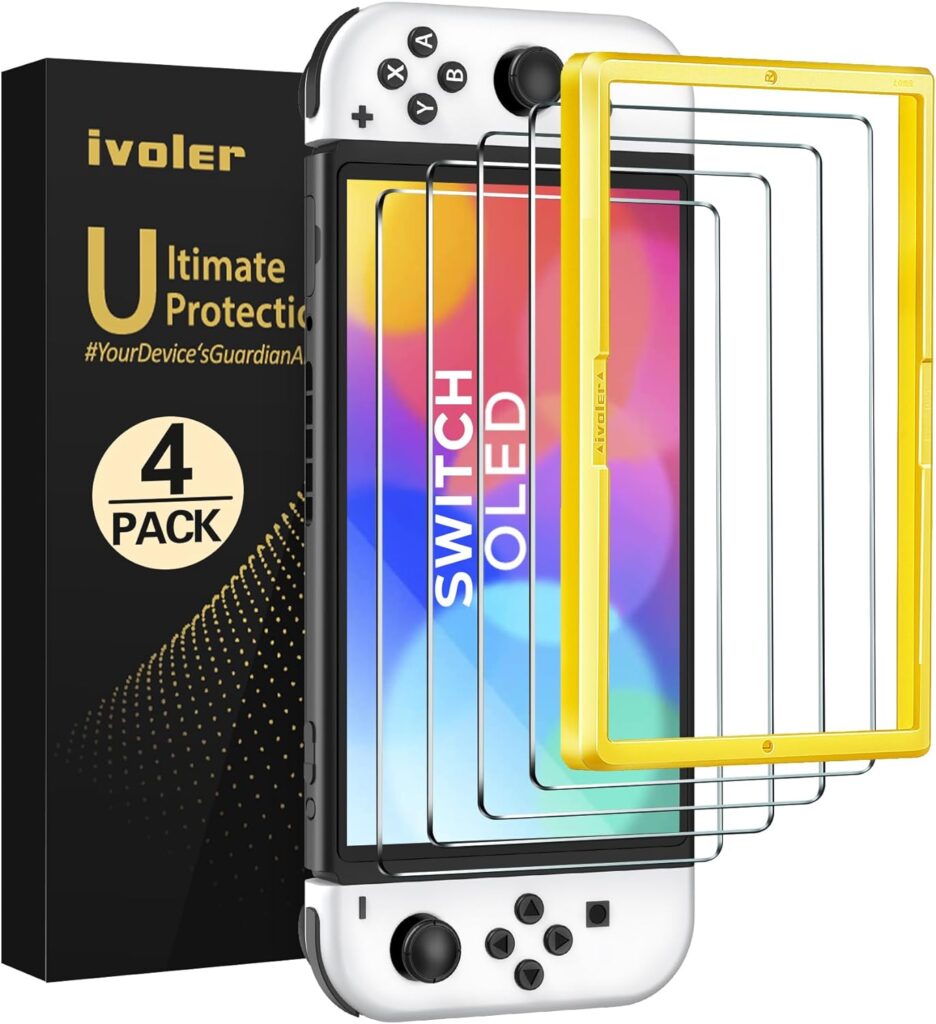 ivoler 4-Pack Tempered Glass Screen Protector Designed for Nintendo Switch OLED Model 2021&2023 